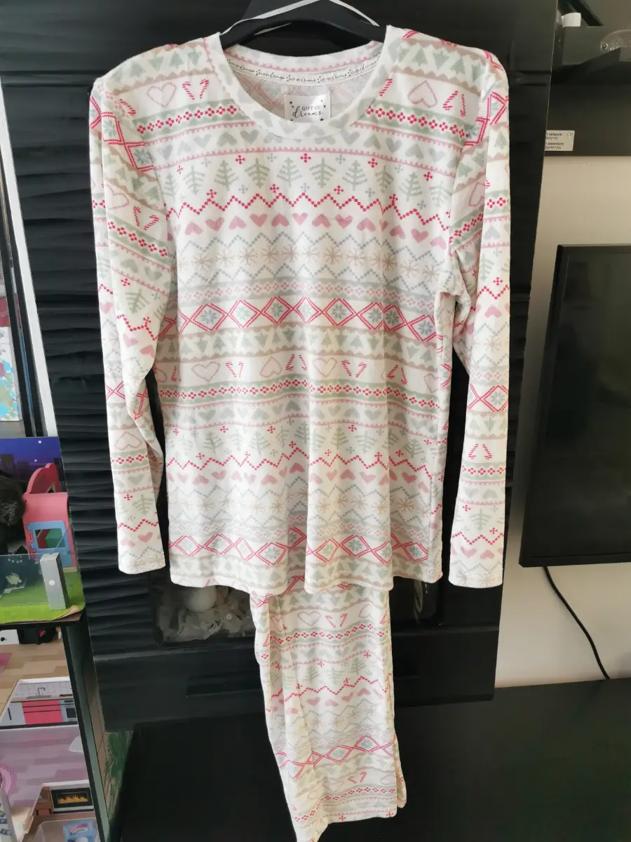 Bonmarche Women's Christmas Fairisle Print Fleece Pyjama Set, Size 8-10 UK