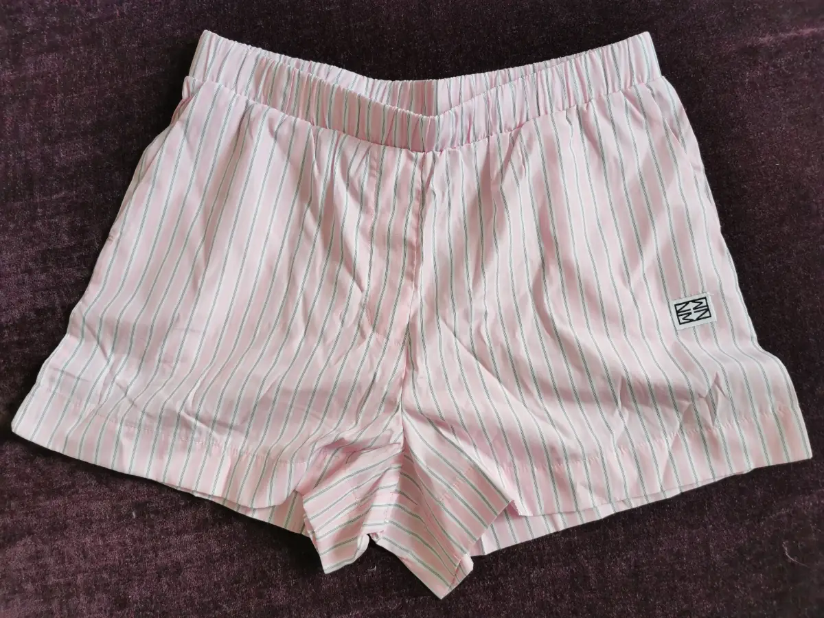 Noisy May Women's Striped Boxer Shorts In Pink/White, Size L(12 UK)