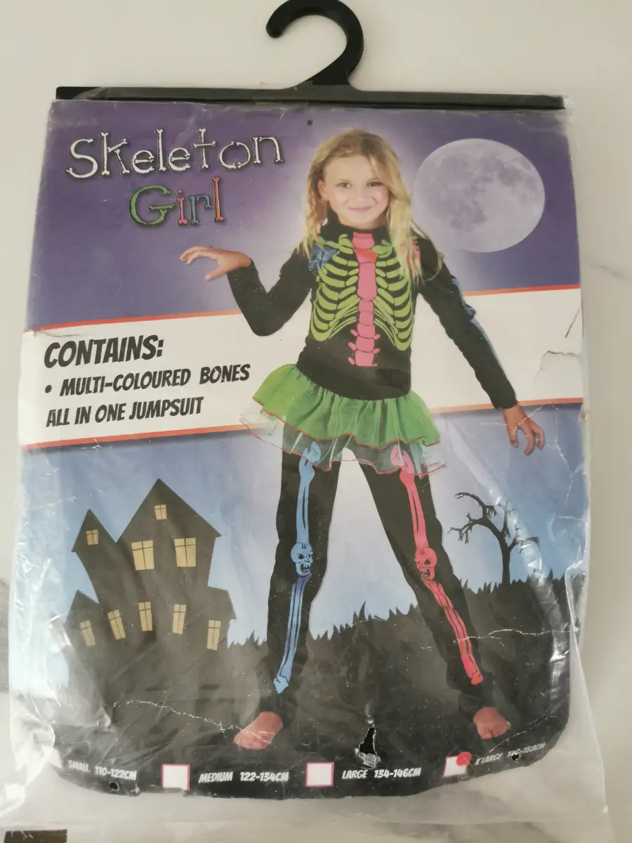 Skeleton Girl - Neon with Tutu all in one jumpsuit costume