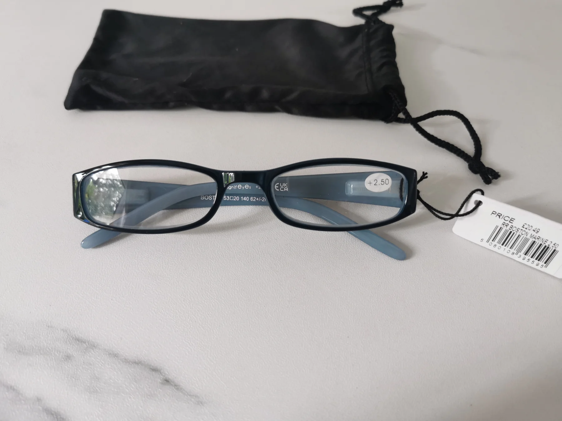 Magnif Eyes Unisex Very Narrow Fit Ready Readers Boston Glasses, Marine, +2.50