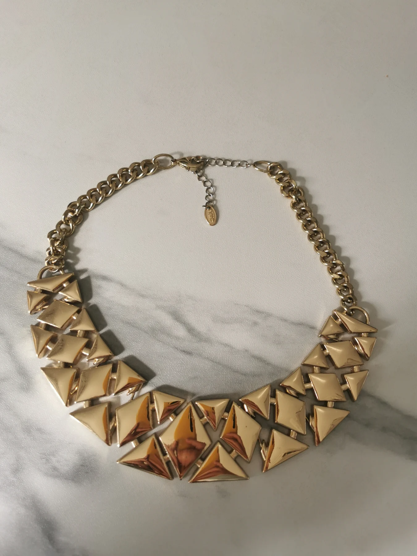 Next Gold Tone Geometric Statement Bib Necklace