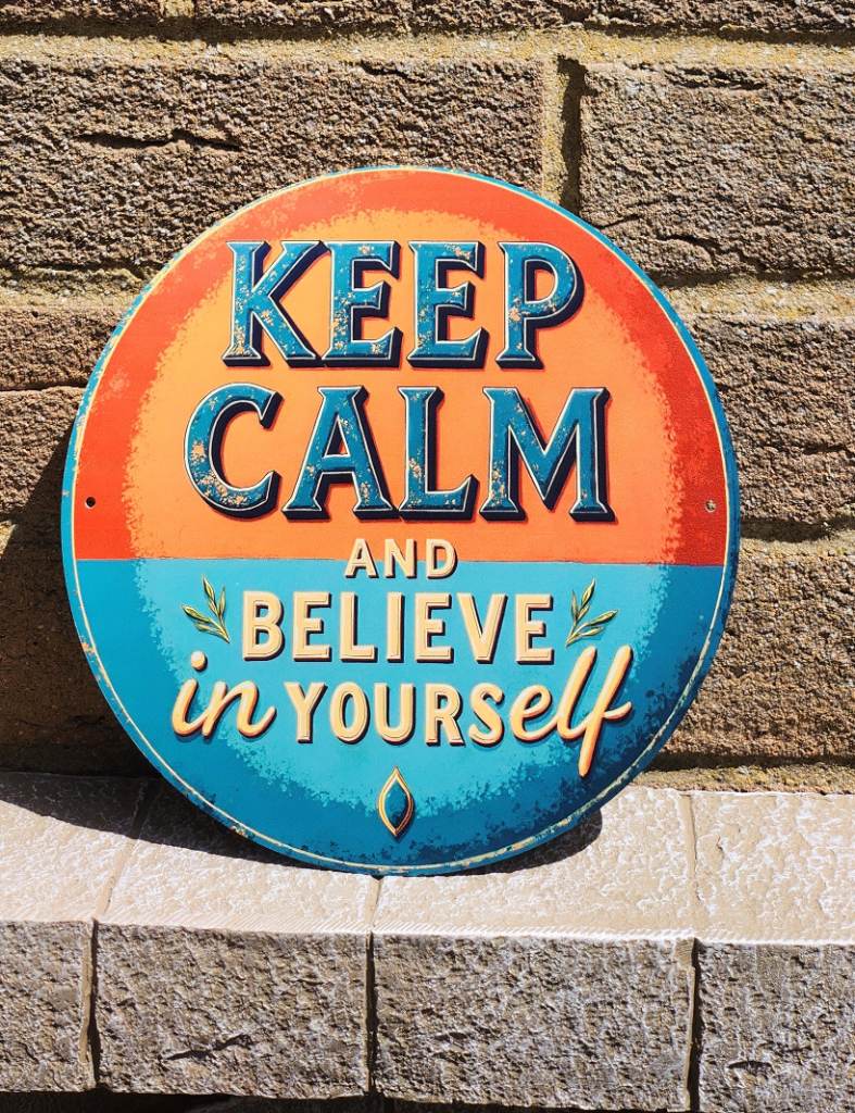 Keep Calm Round Metal Sign Believe in Yourself