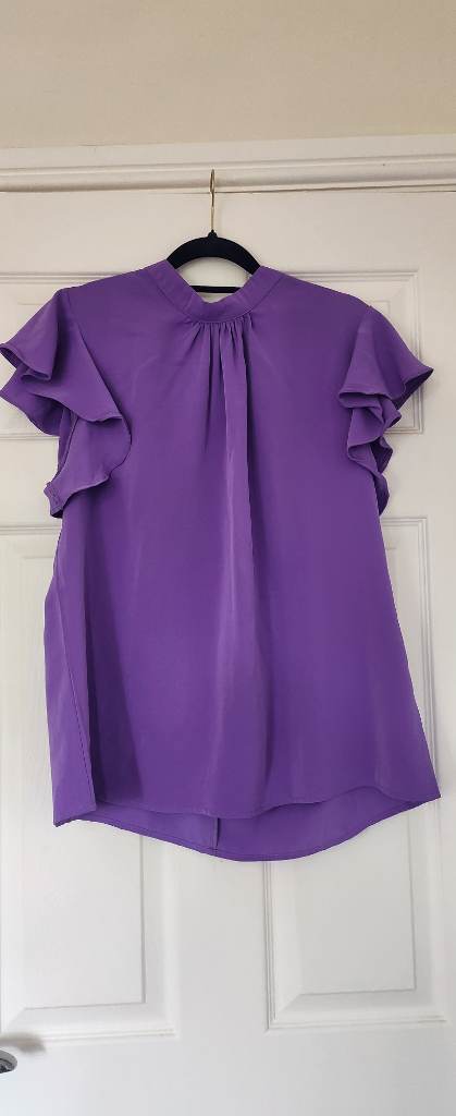 Girl In Mind Purple Frill Sleeve Blouse |  Occasion Top