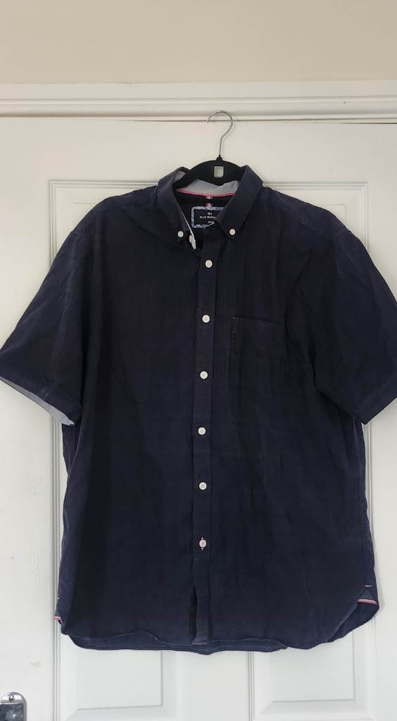 M&S Blue Harbour Short Sleeve Shirt | Navy Button-Up Shirt