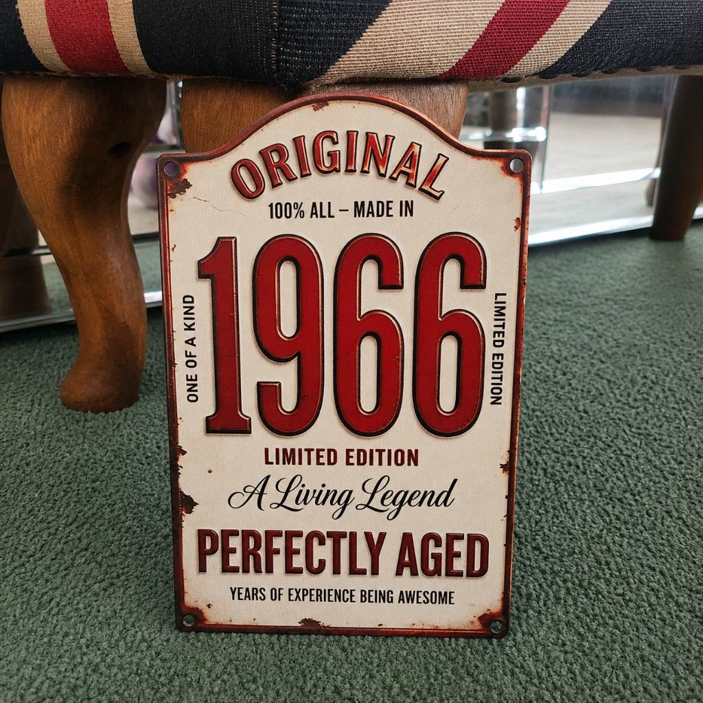 1966 birth year  wooden plaque