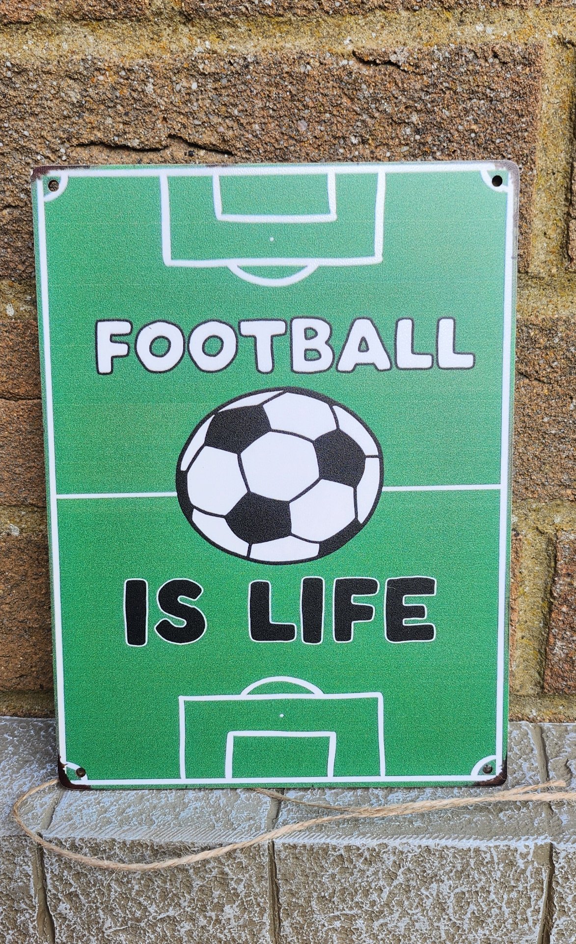 wooden football sign