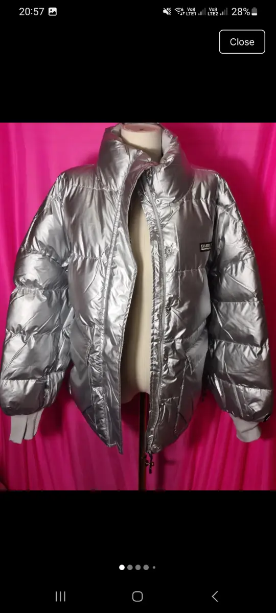 ellesse women silver metalic coat size xl