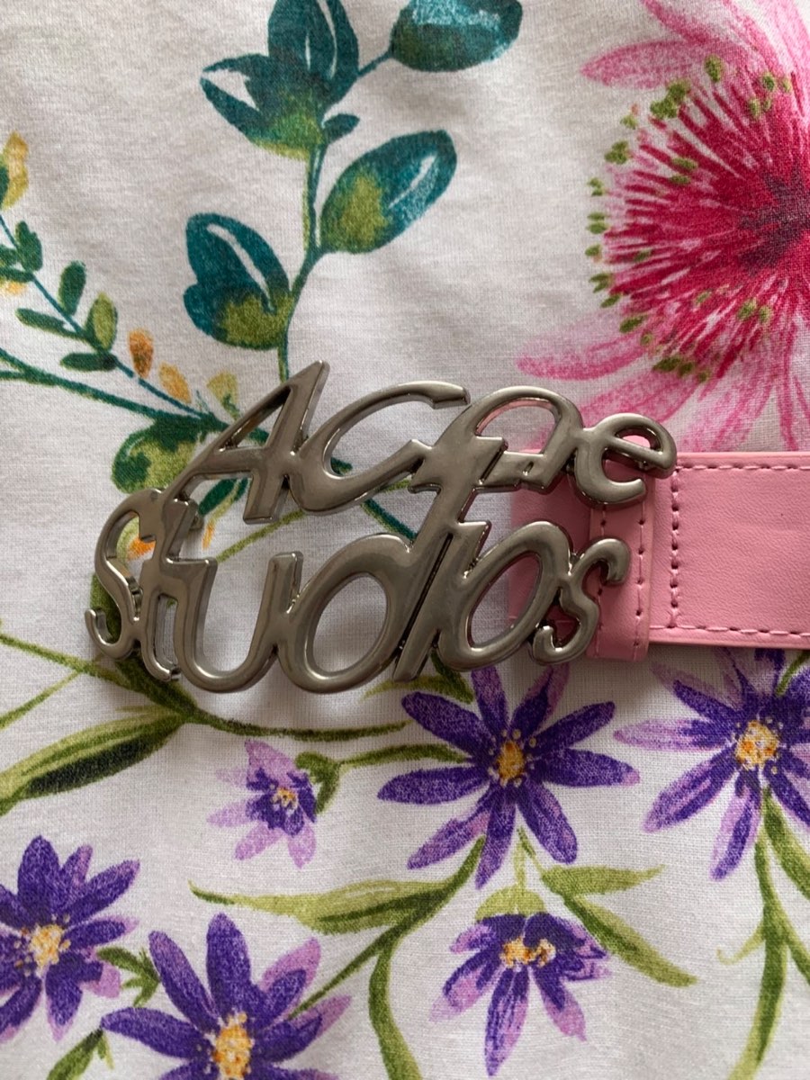 Unisex Acne Studios Pink Leather Belt with Silver Buckle – Good Condition 105cm Waist size