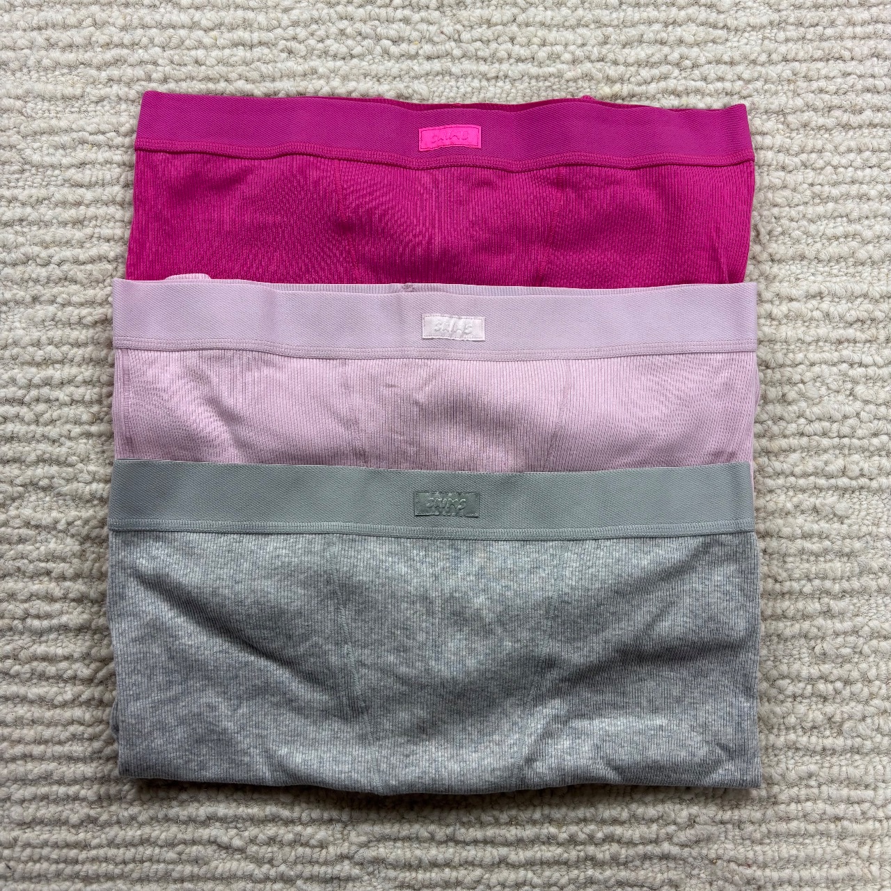 SKIMS Cotton Rib Pink Boxer 3 Pack