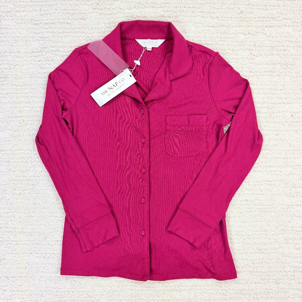 The Nap Co. Modal Ribbed Plum Womens Pyjamas Top Brand New With Tags Size XS
