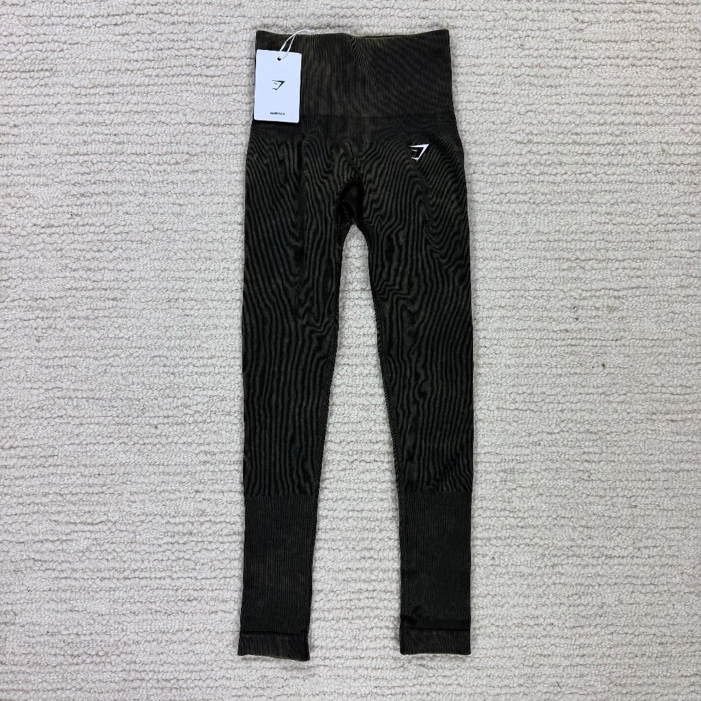 Gymshark Seamless Gains Womens Khaki Leggings Size XXS Excellent Condition