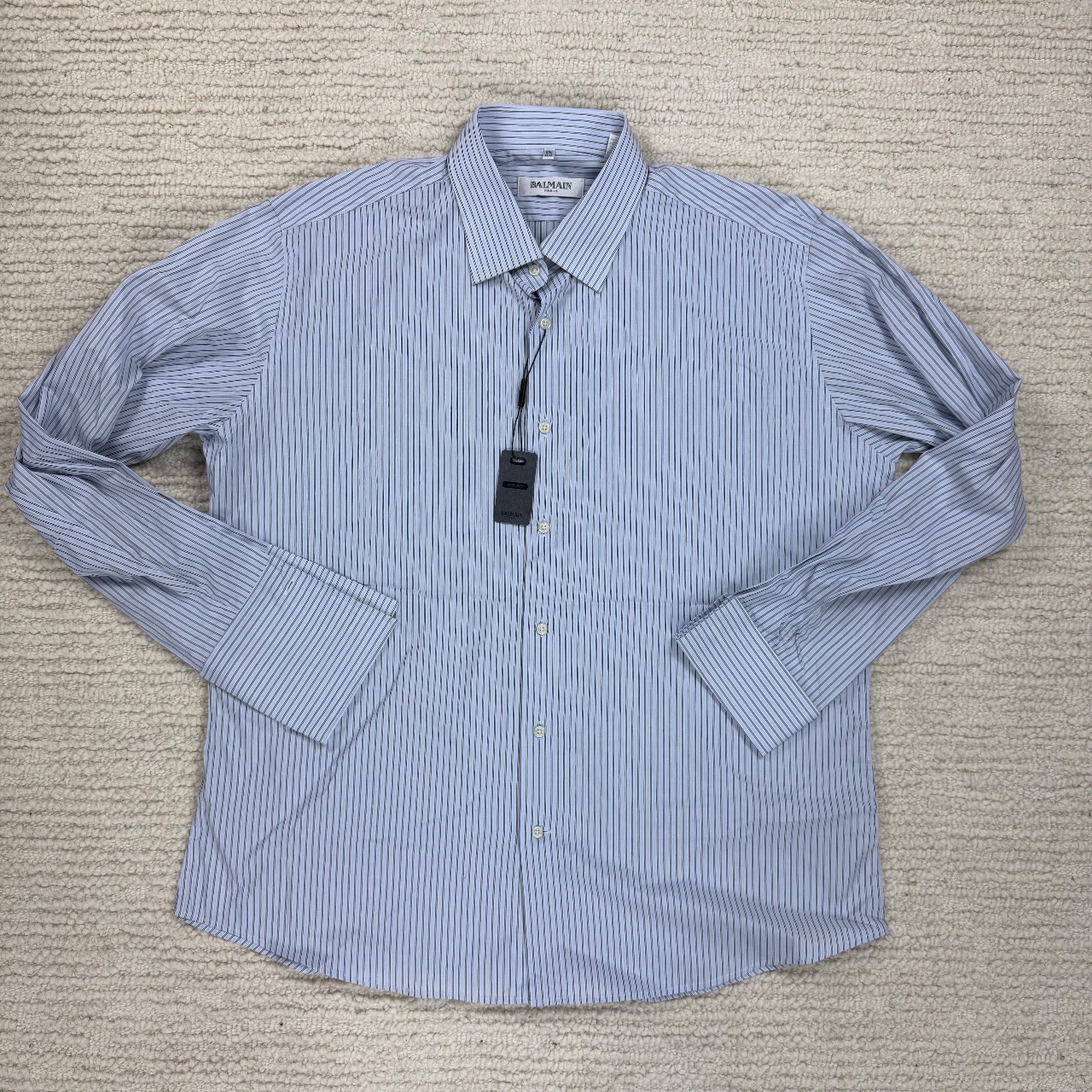 Balmain Men’s Blue Striped Cotton Shirt