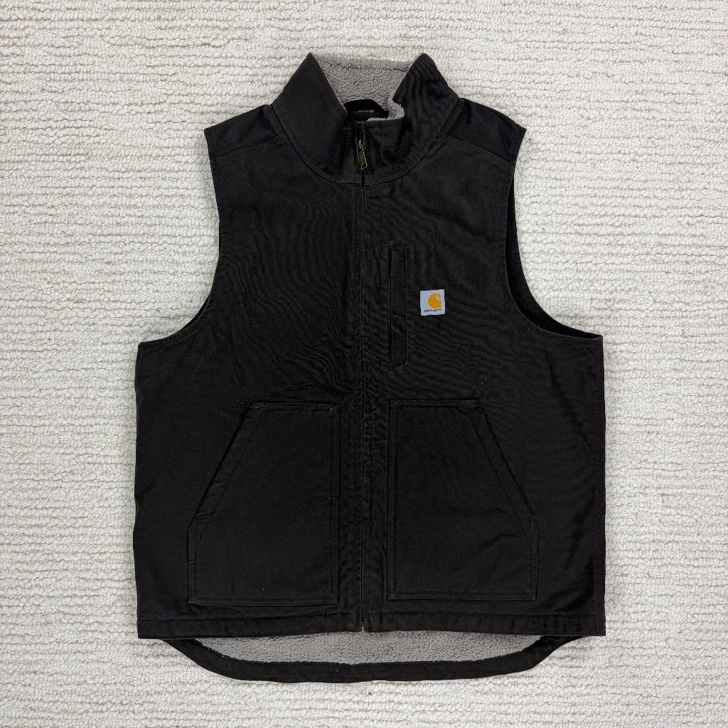 Carhartt Washed Duck Loose Fit Sherpa-Lined men’s black Gilet Vest Size M