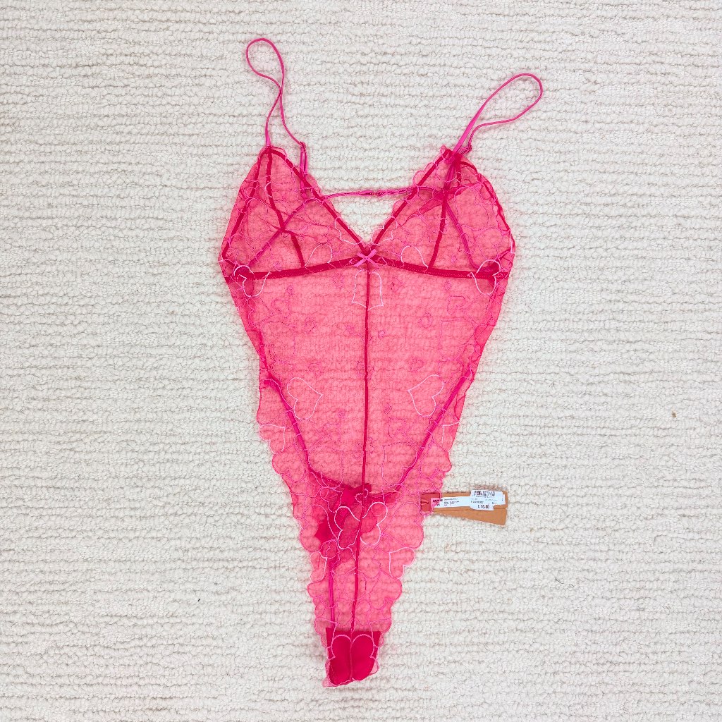 SKIMS embroidered Tully teddy pink bodysuit Size M BNWT