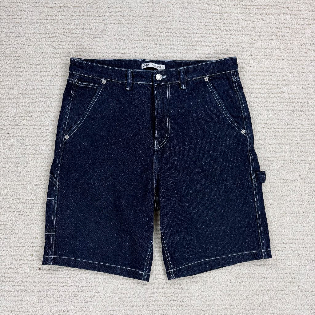 Zara men's Carpenter Dark Indigo Denim Jorts size 36 Brand new