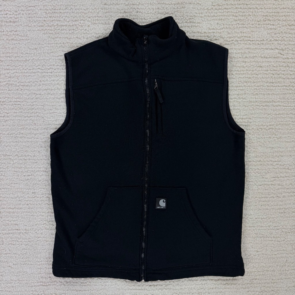 Carhartt Men's Textured Black Fleece Vest Size Large Excellent Condition