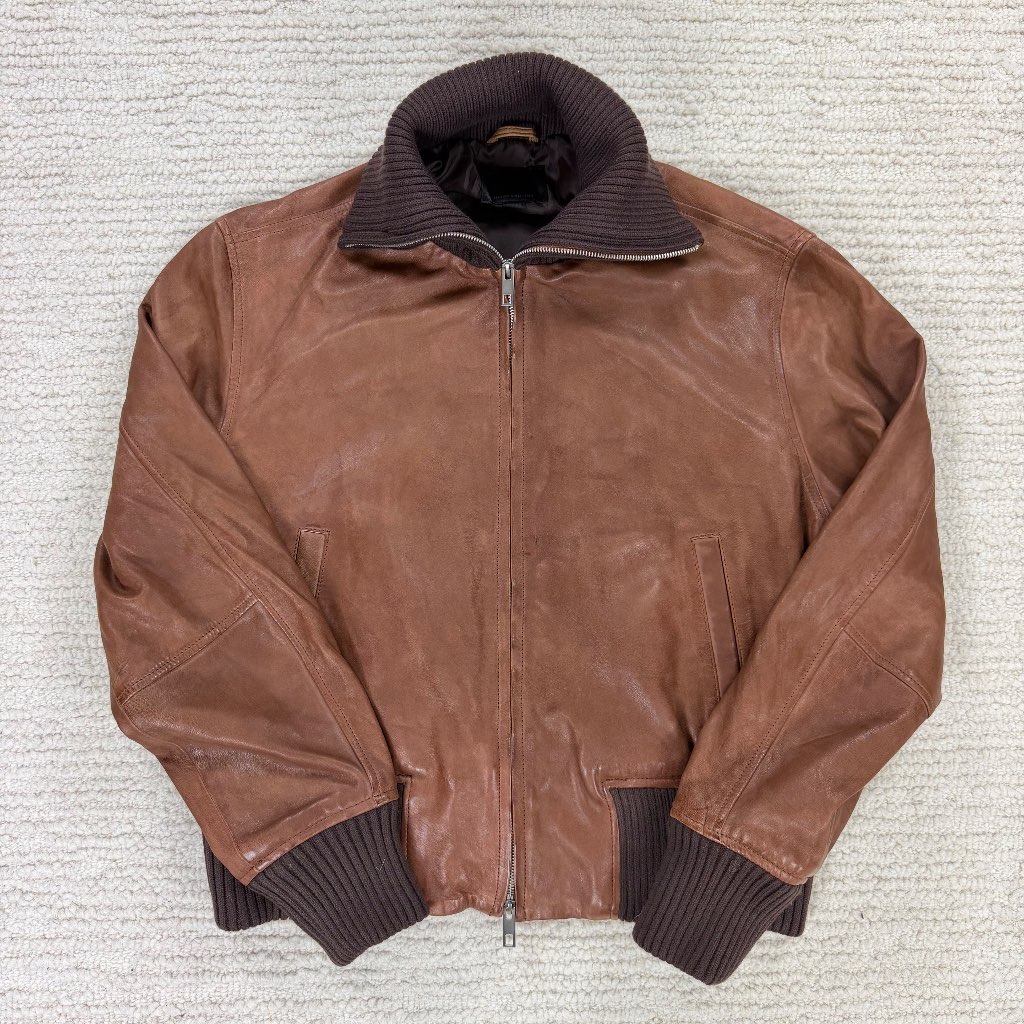 Zara Premium Leather Regular Fit Toffee Leather Jacket Size XL Brand New No Tag