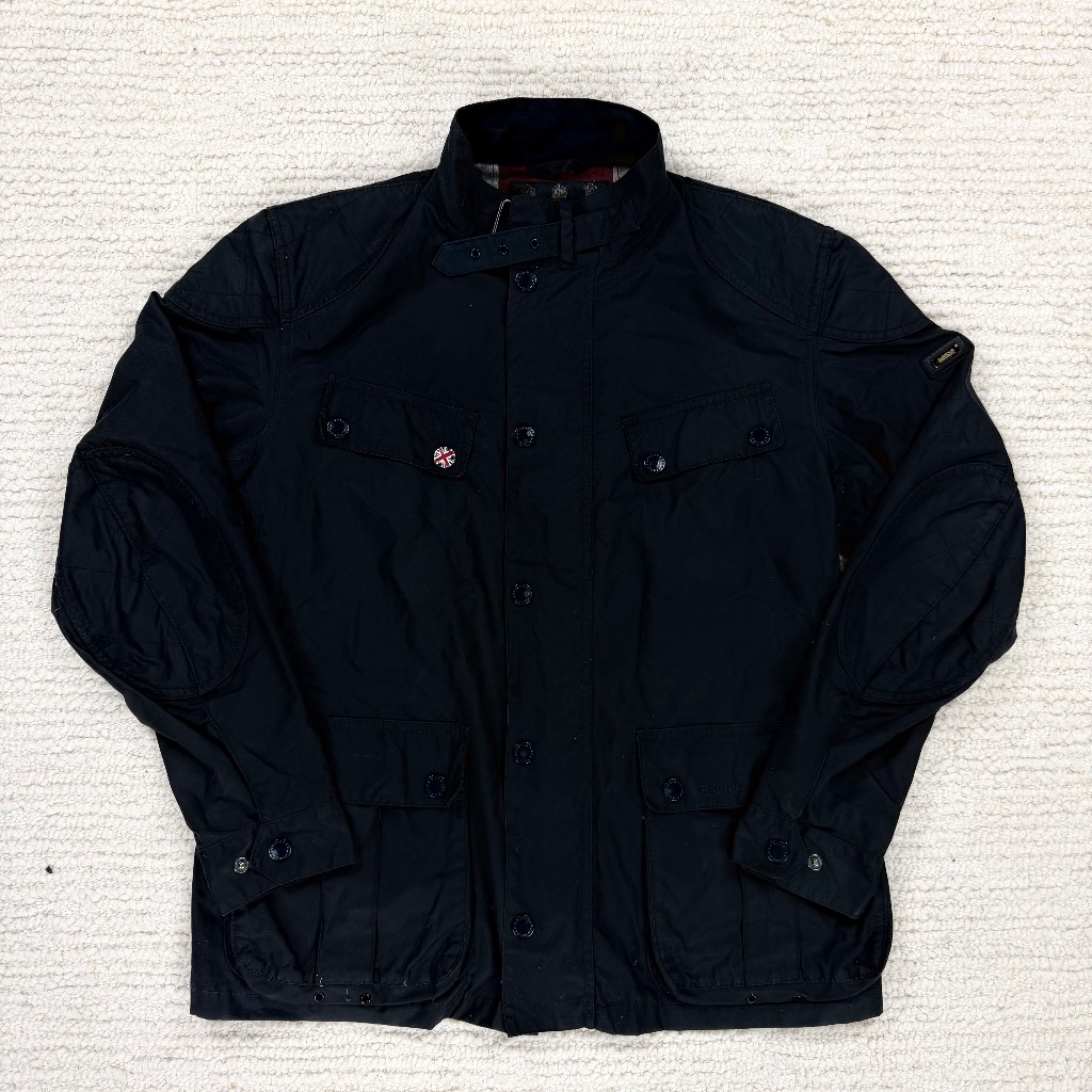 Barbour international 80s 'Great Britain' men's black wax Jacket Size Medium