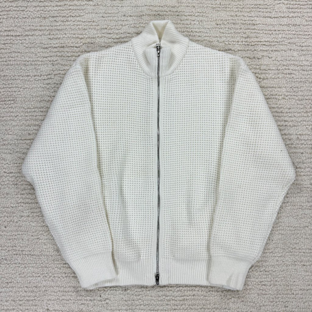 The Couture Club waffle Knit Funnel Neck Zip Through Mens White Jumper Size XS