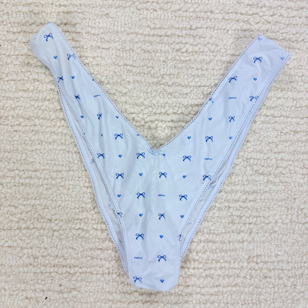 SKIMS Pointelle lace Blue Bows Women’s Brief Size 3X Brand New No Tags