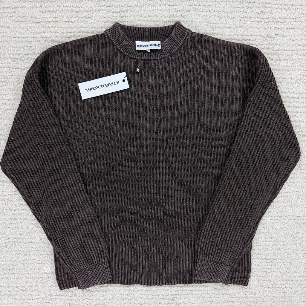 The Couture Club Heavy Washed Knit Mens Brown Crewneck Size XS BNWT RRP £95