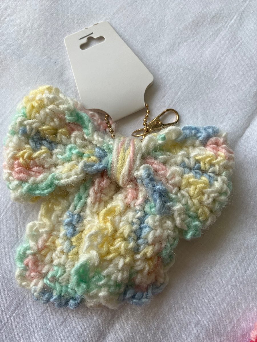 Handmade crochet bag charm