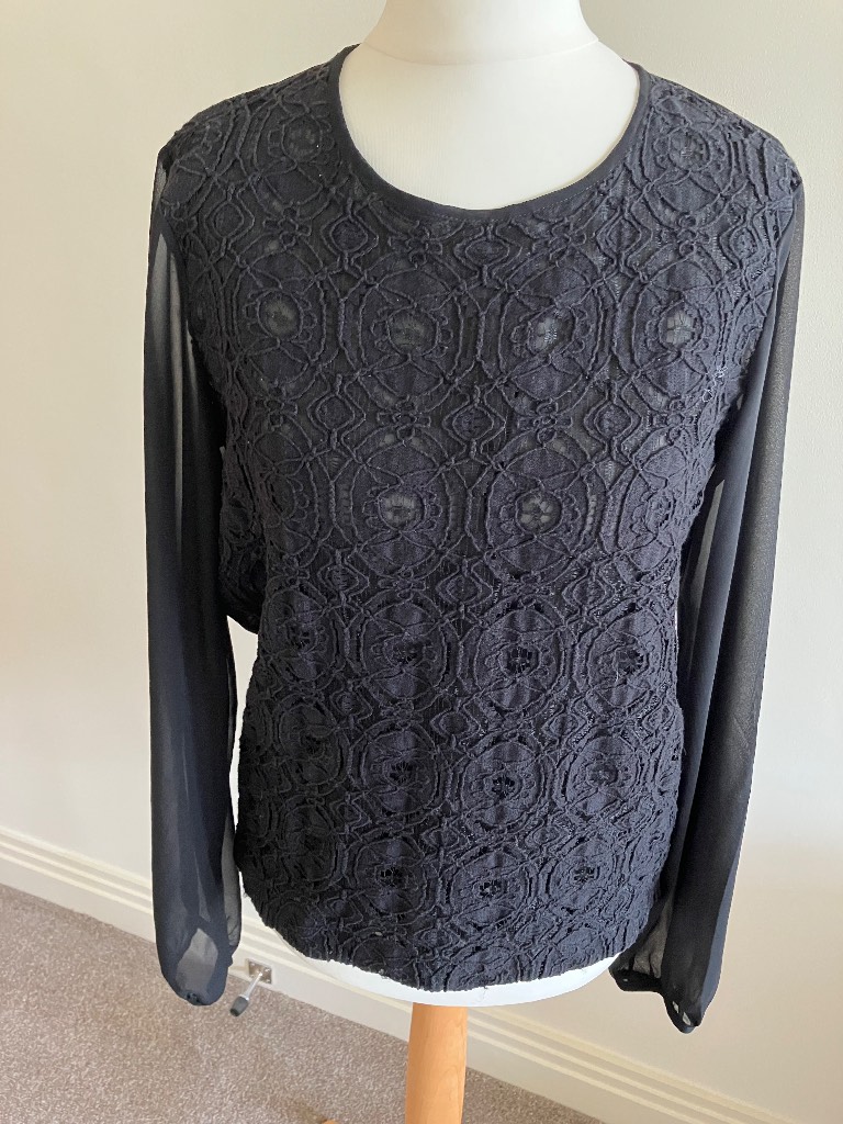 Next long sleeve black top size 8