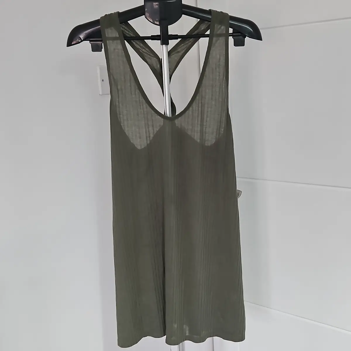 Primark Cares Women’s Green Solid Ribbed Racerback V-Neck Tank Top L