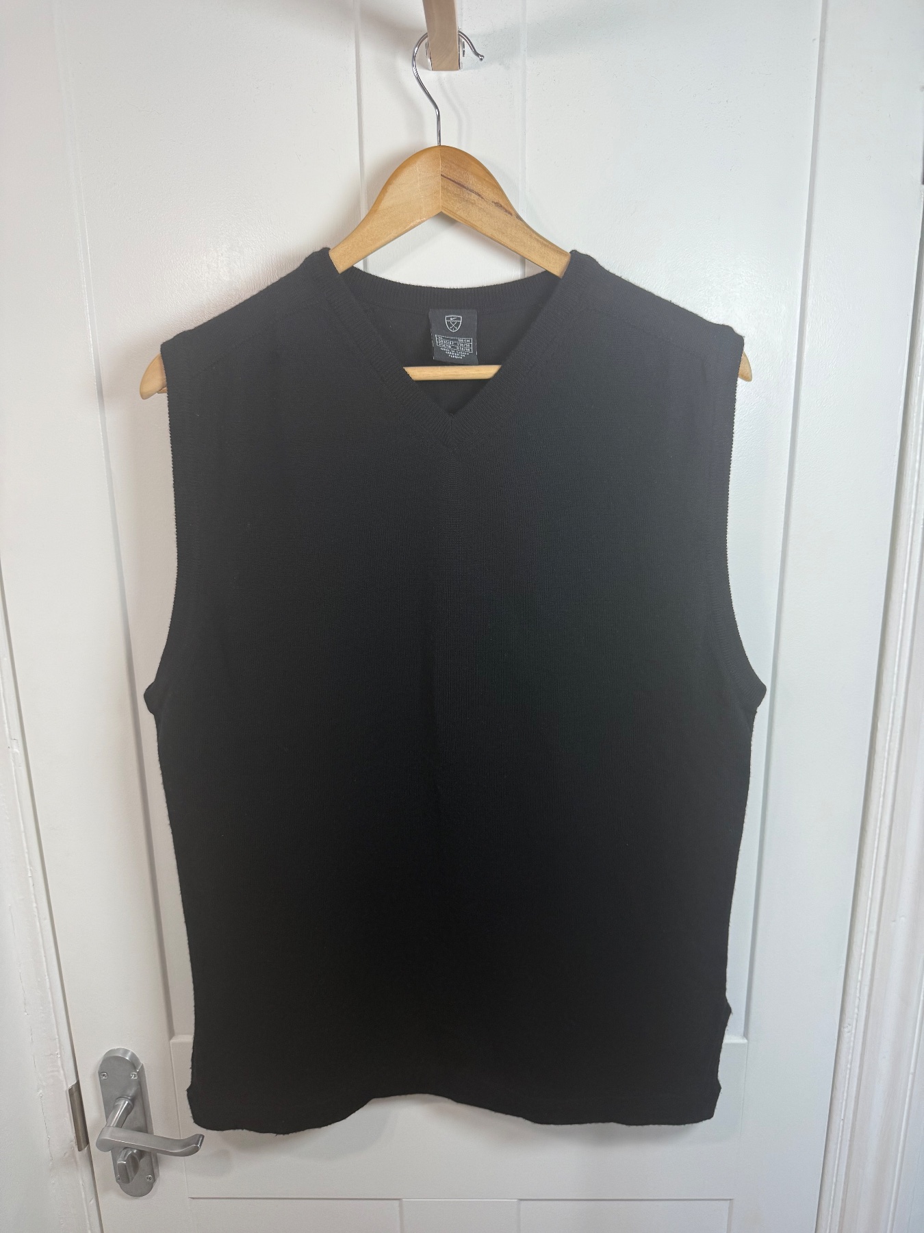 Nike Golf Men Pure Merino Wool Sleeveless Jumper V Neck Sweater Vest Black XL