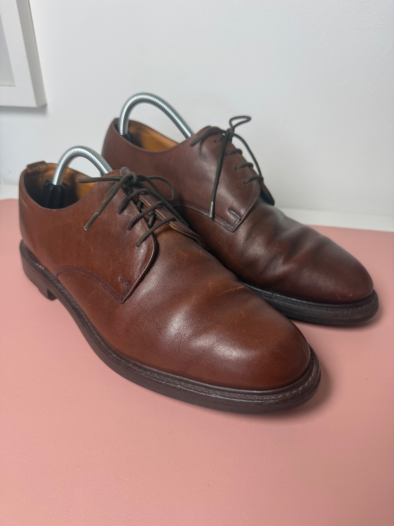 Vintage Grenson mens brown leather derby shoes UK 9 F Ridgeway soles country Made in UK