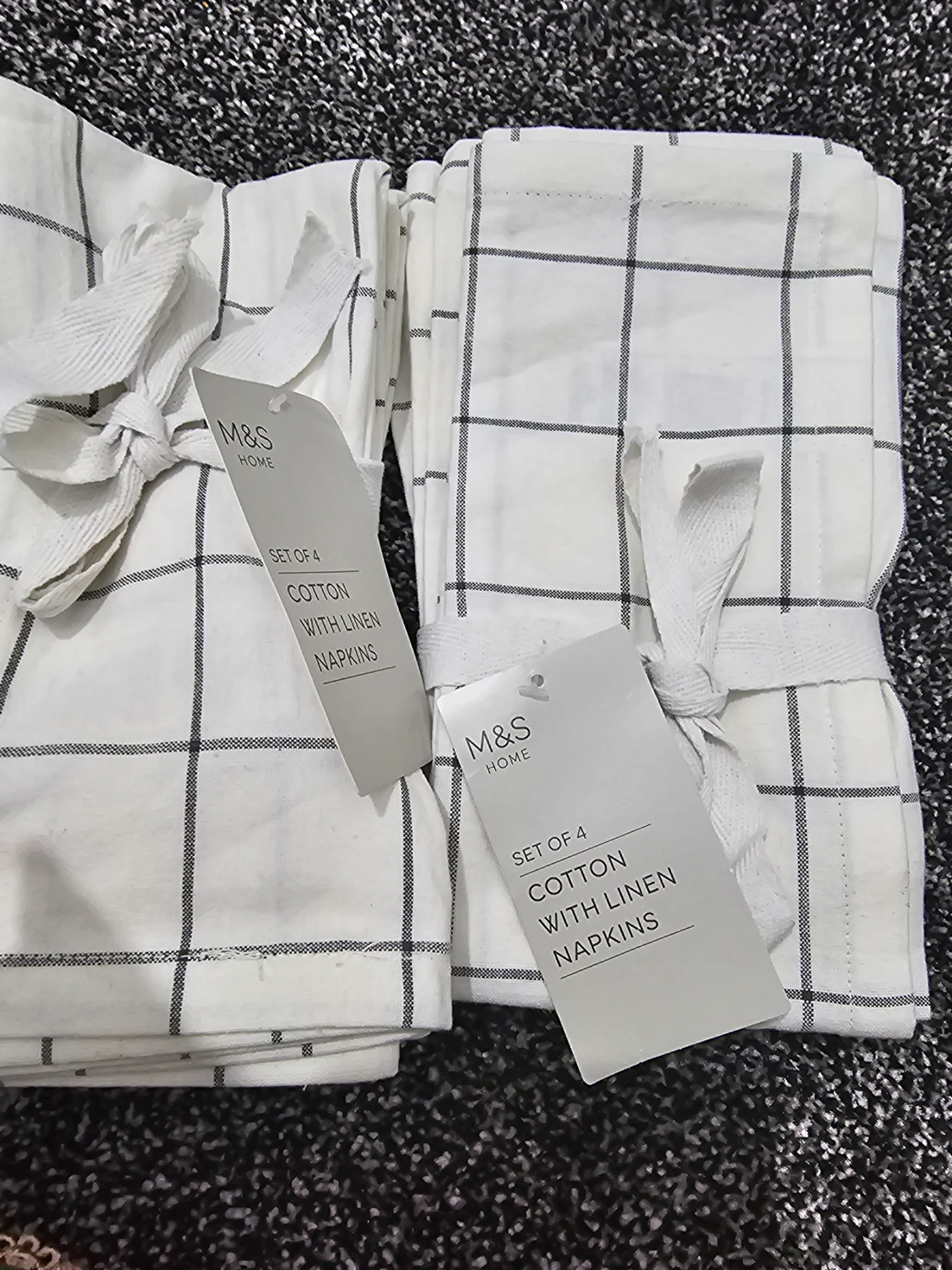 M&S set of 4 cotton with linen napkins brand 2 packs new with a tag