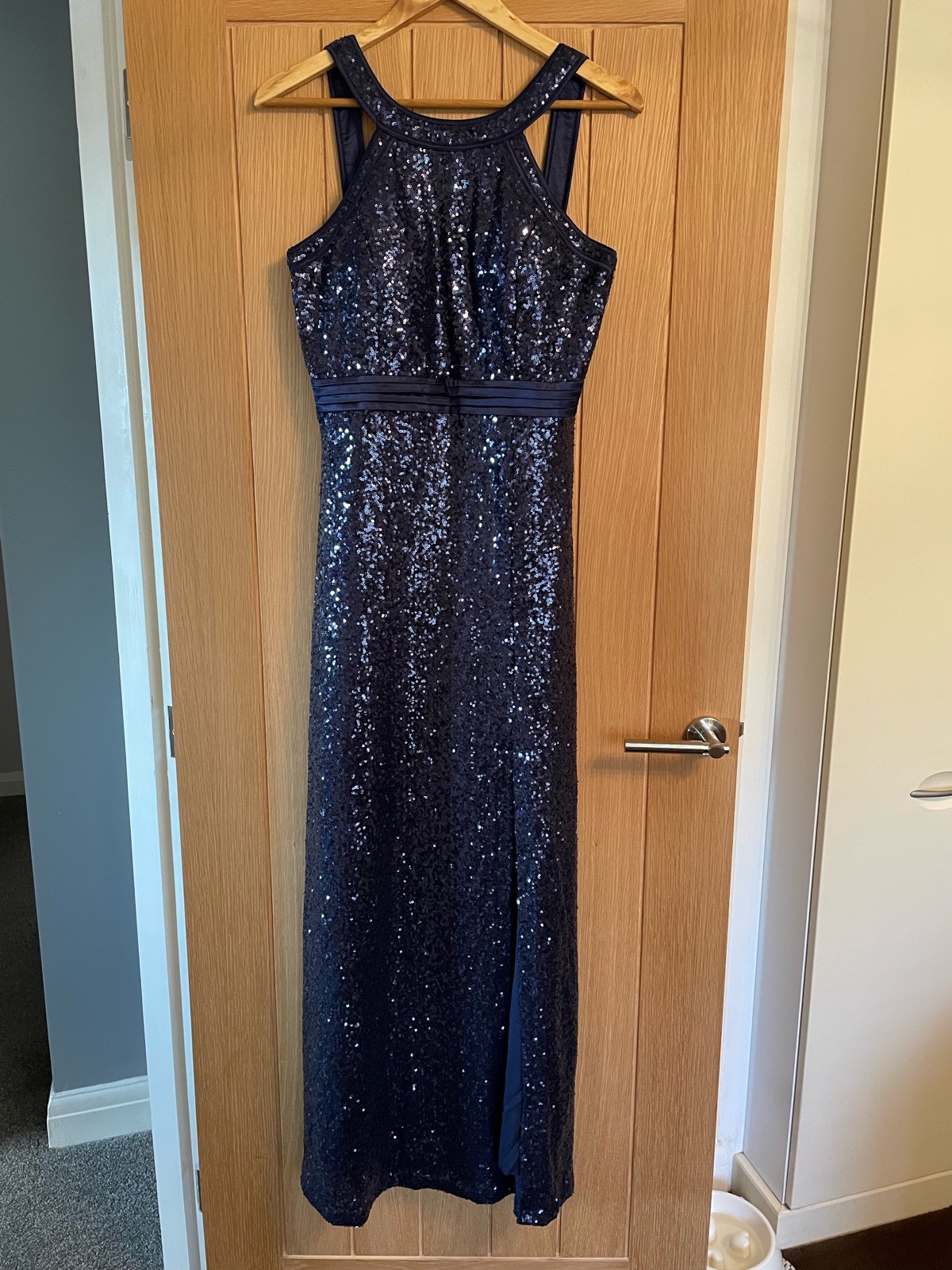 Quiz Navy Blue Sequin Prom/Evening Dress - Size 14