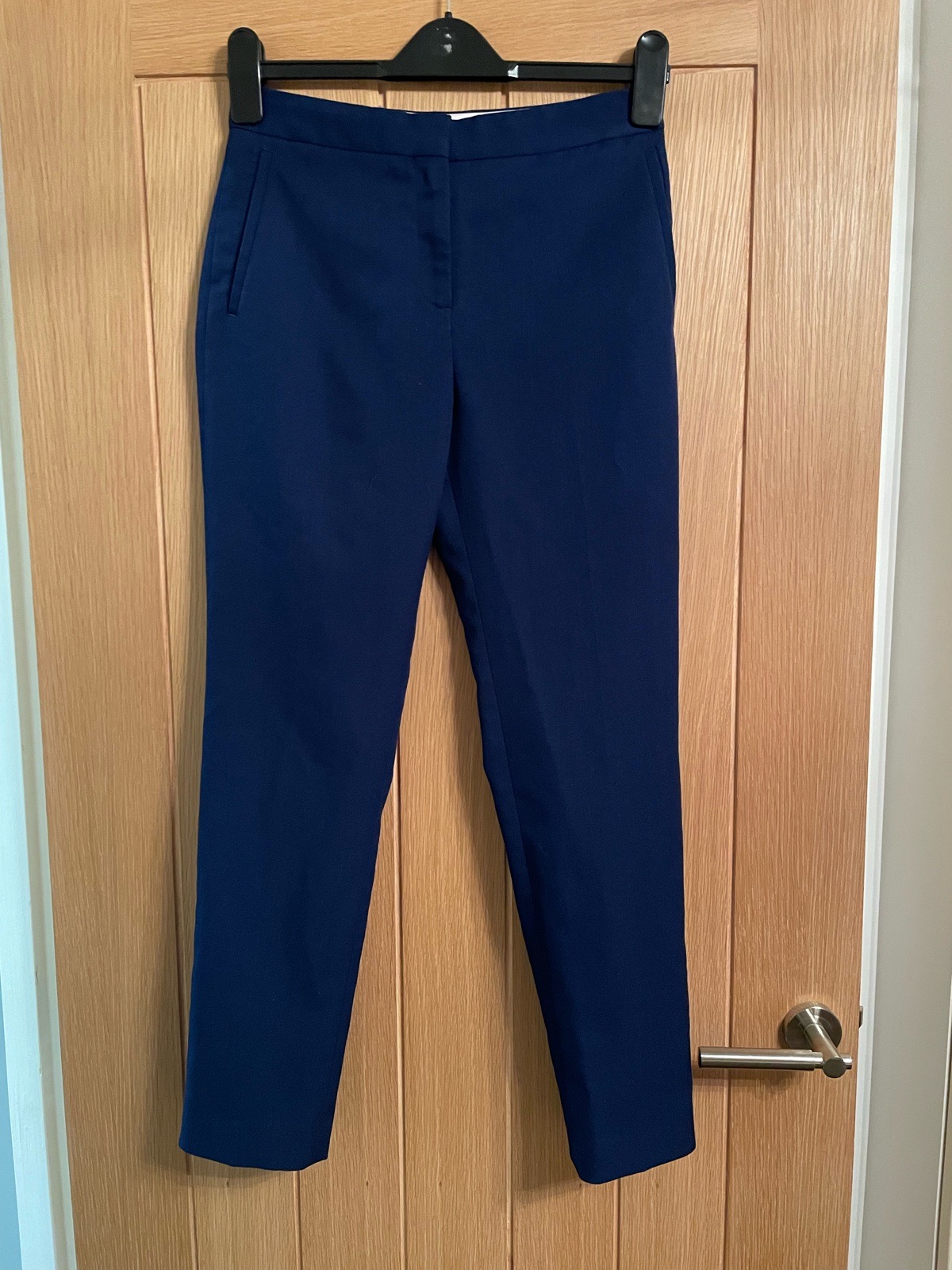 Ladies Topshop Navy Blue Tailored Cigarette Style Trousers - Size 8