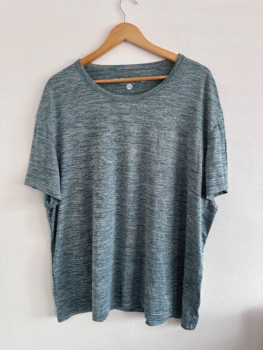 Men's Active Teal Blue Heathered T-Shirt Size XXL Short Sleeve Summer Sports Gym Top