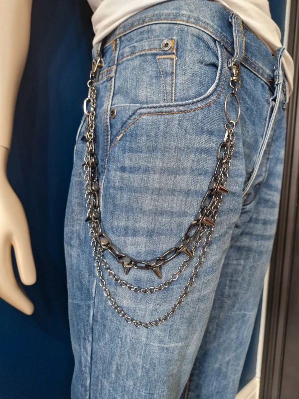 Black 3 Chain Belt Wallet Chain Attachment