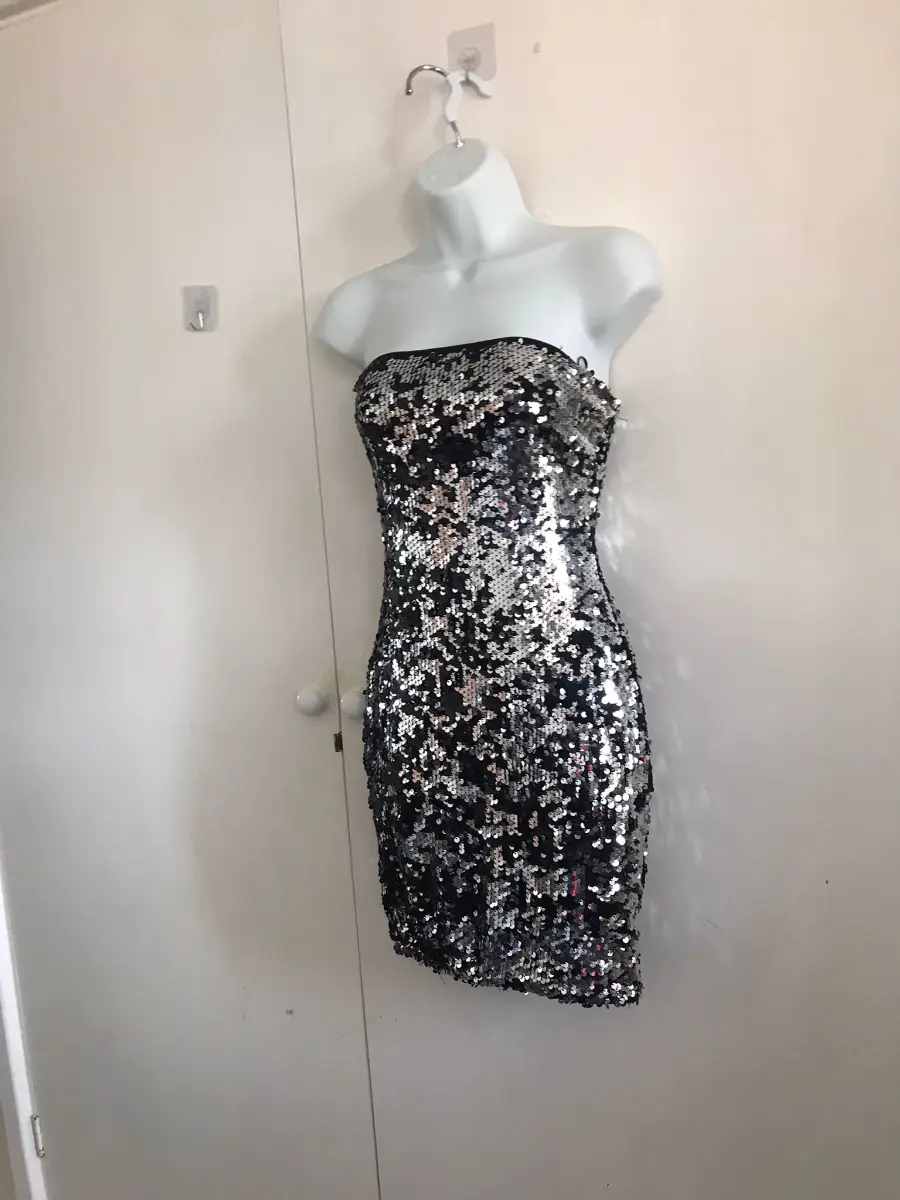 Miso black and Silverstone gown