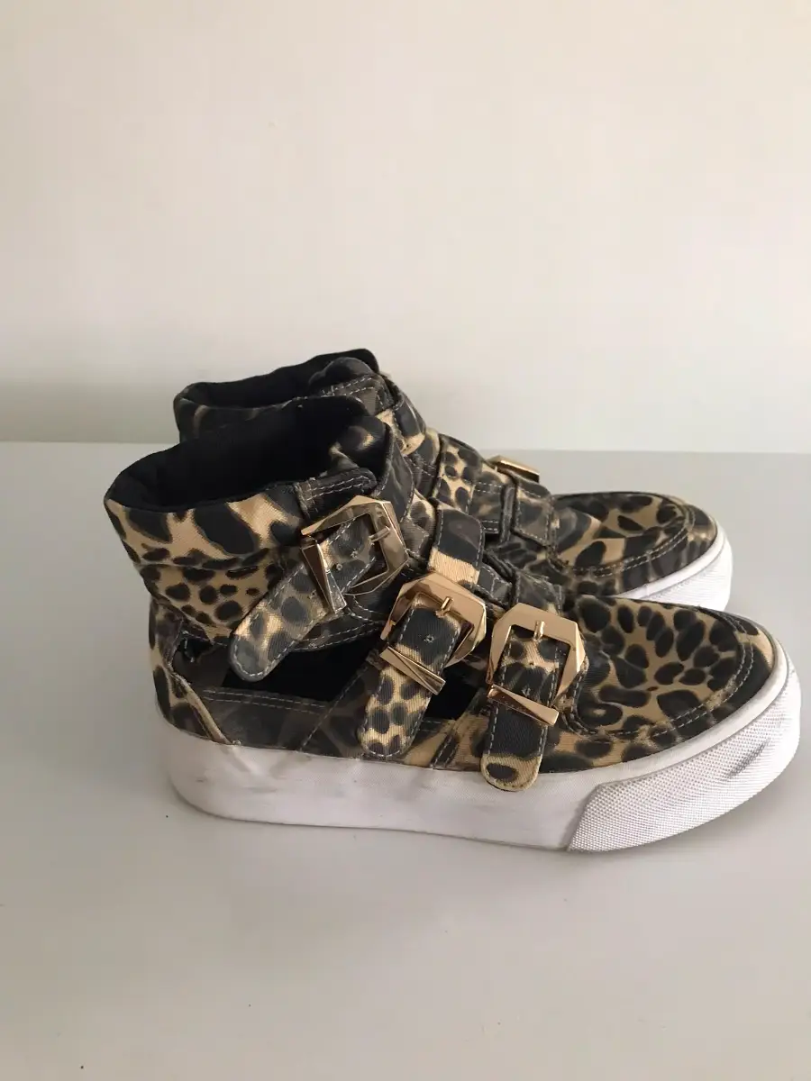 Asos leopard canvas high-top sneakers