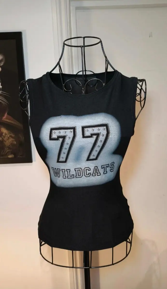 Y2K / Sporty Chic "77 Wildcats" Black Sleeveless Top