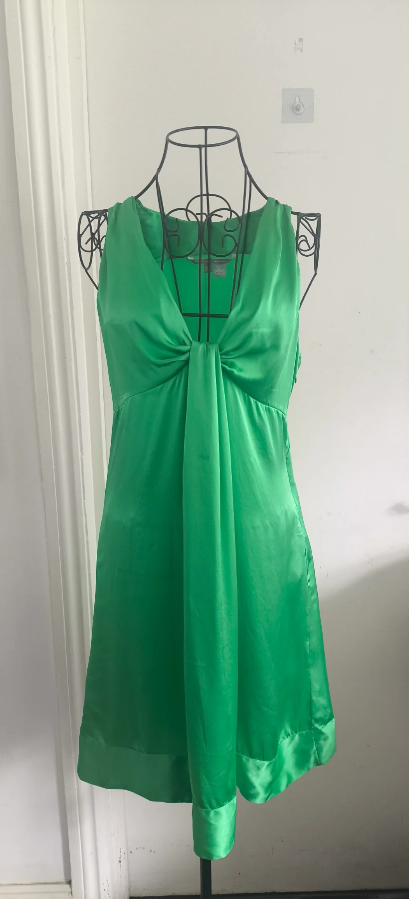 Zara 100% Silk Emerald Green Mini Dress (Size S)