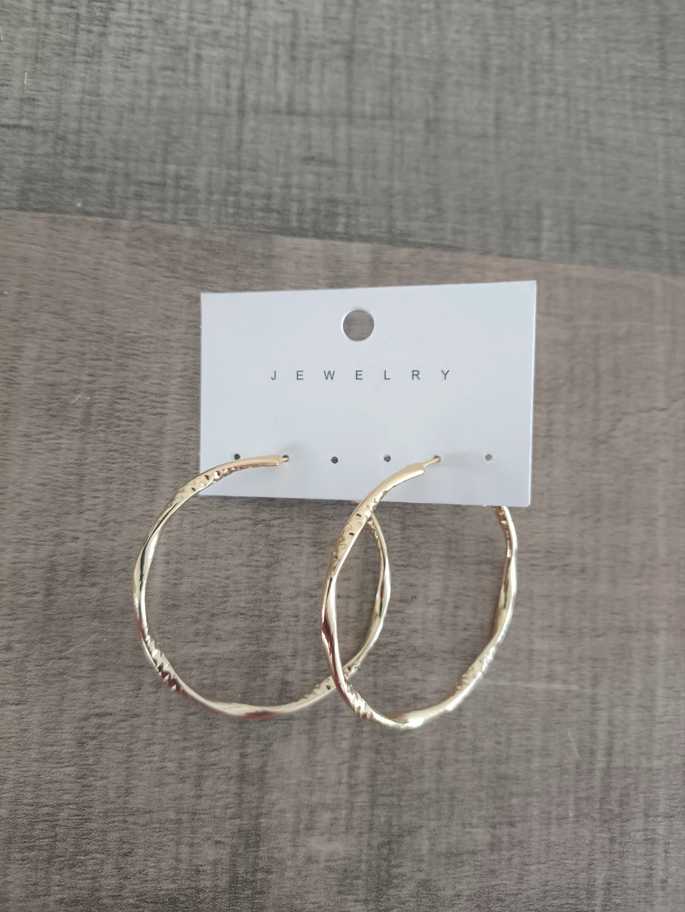 Gold-Tone Twisted Hammered Hoop Earrings