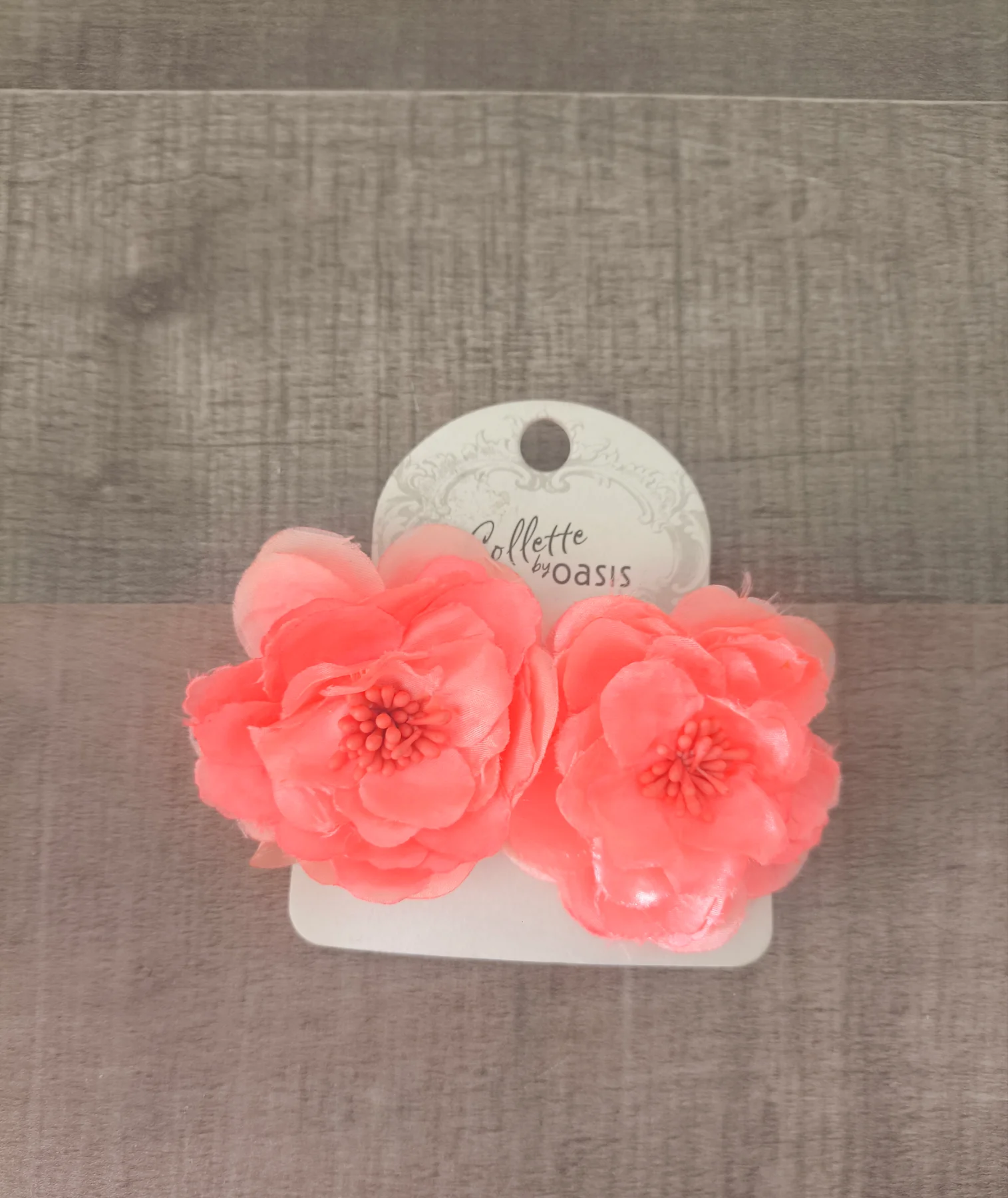 Coral Floral Hair Clips (Pack of 2)
