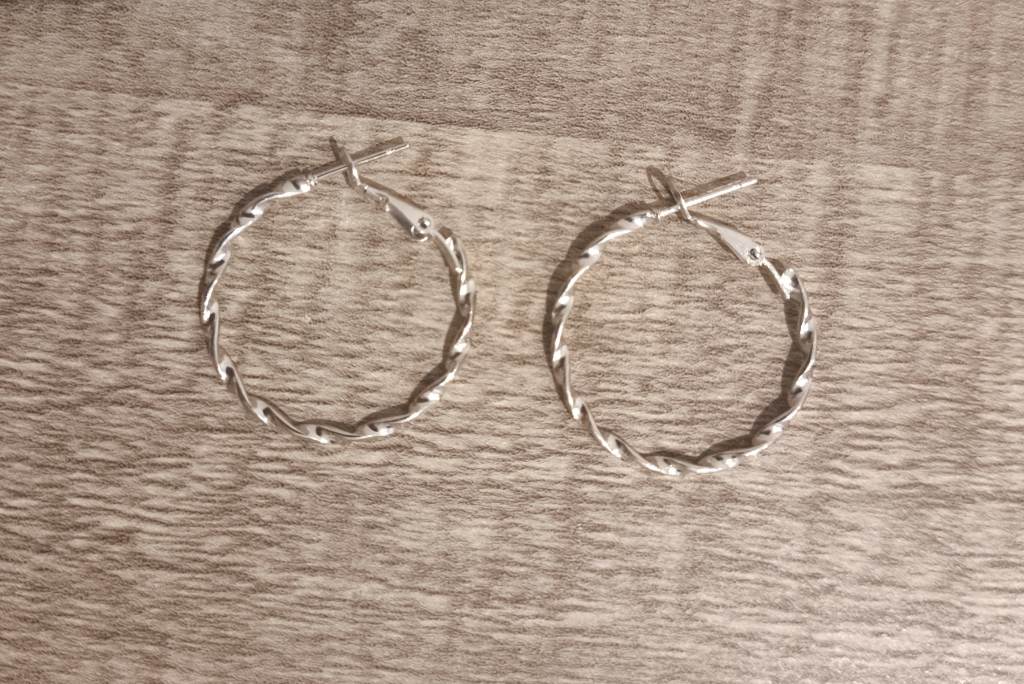 Elegant Silver Twisted Hoop Earrings