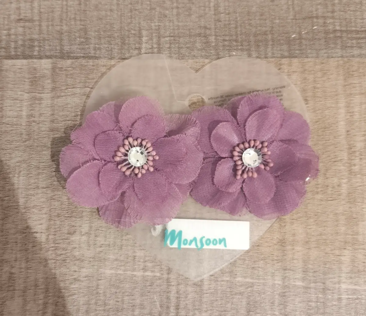 Monsoon Floral Hair Clips / Grips (Pack of 2) - Dusky Pink/Mauve