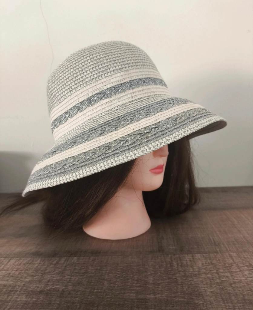 Glam Summer Sun Hat - Shimmering Wide Brim Beach Cloche