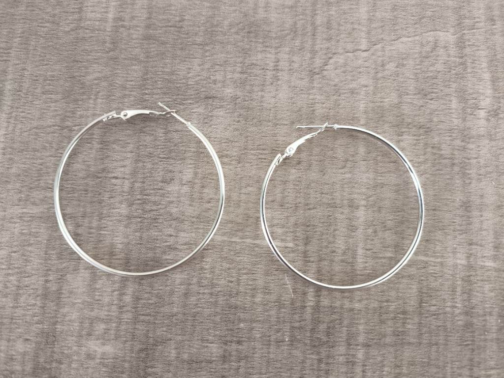 Classic Silver Tone Medium Hoop Earrings