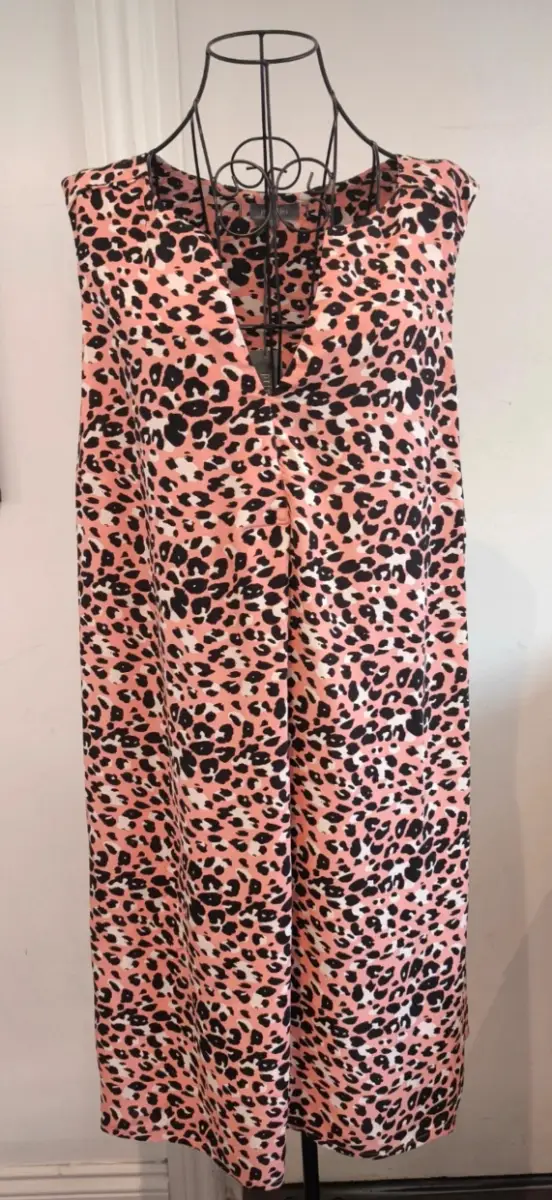Coral Pink Animal Print Sleeveless Dress - Size 20