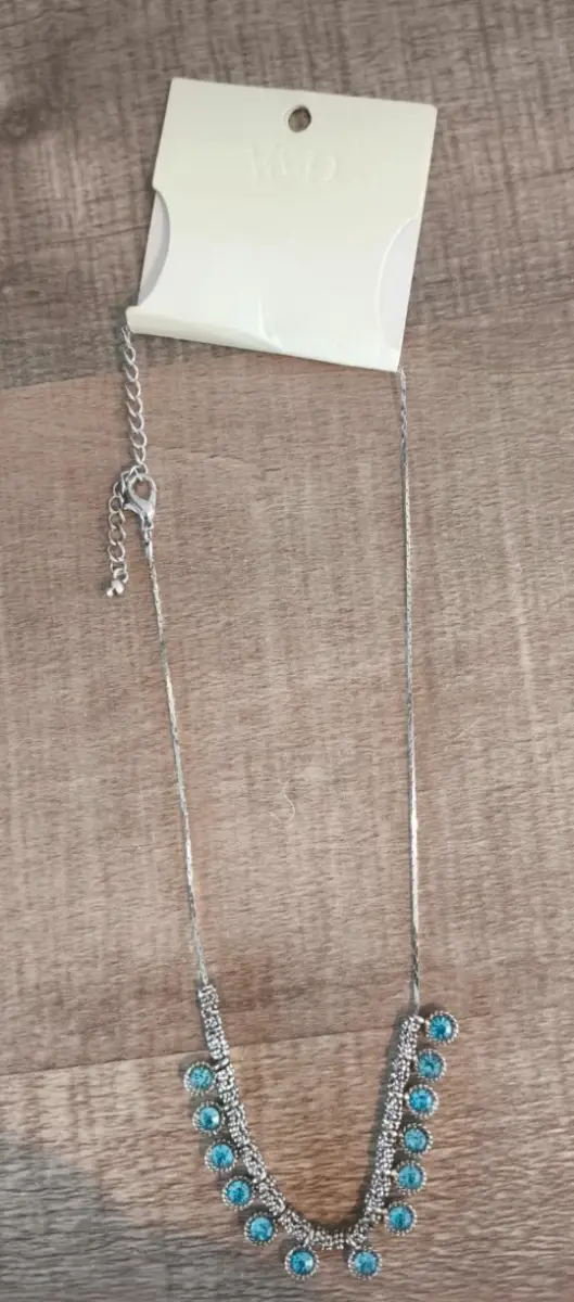 Aqua Blue/Turquoise Crystal Statement Necklace – Boho Chic Silver Jewellery
