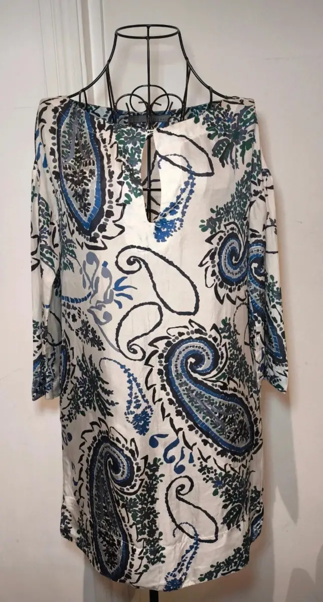 Zara Paisley Print Tunic Dress with Pockets (Size Medium)