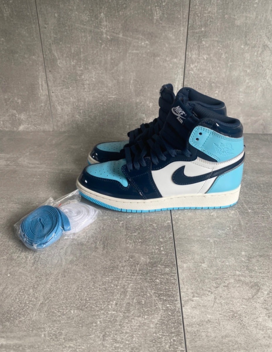 Grail status! Nike Air Jordan 1 Retro High OG "Blue Chill" patent womens trainers