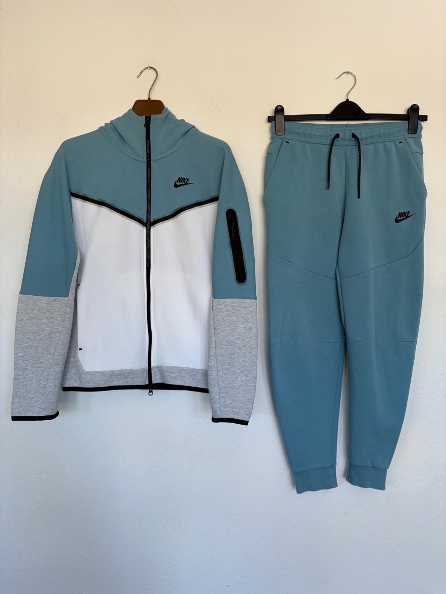 Nike Tech Fleece Tracksuit Light Blue/White/Grey Men’s Size Small